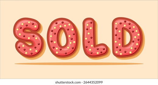 SOLD, word typography illustration for shop and store banner promotion.