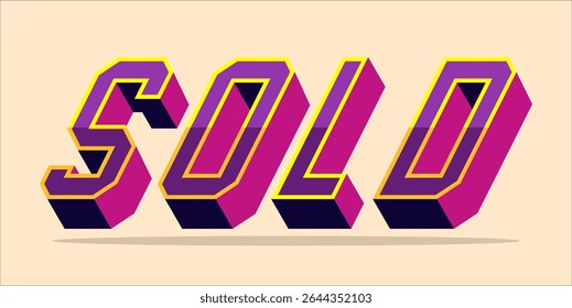 SOLD, word typography illustration for shop and store banner promotion.