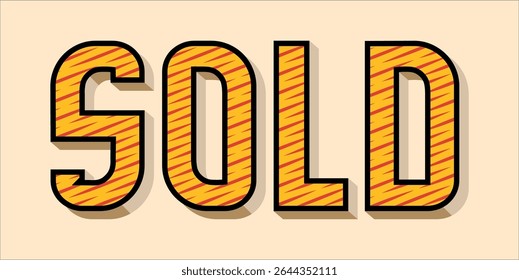 SOLD, word typography illustration for shop and store banner promotion.