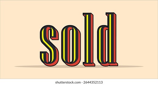 SOLD, word typography illustration for shop and store banner promotion.