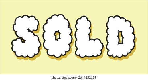 SOLD, word typography illustration for shop and store banner promotion.