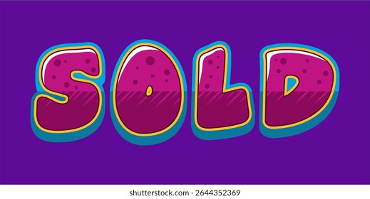 SOLD, word typography illustration for shop and store banner promotion.