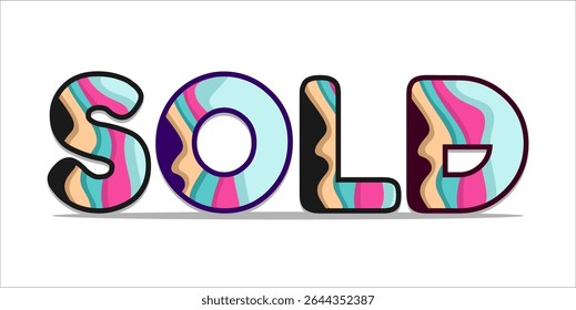 SOLD, word typography illustration for shop and store banner promotion.