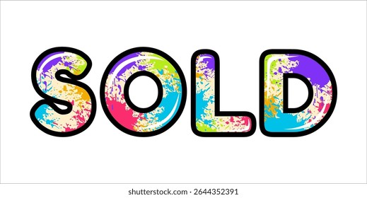 SOLD, word typography illustration for shop and store banner promotion.