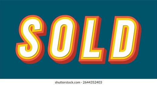 SOLD, word typography illustration for shop and store banner promotion.