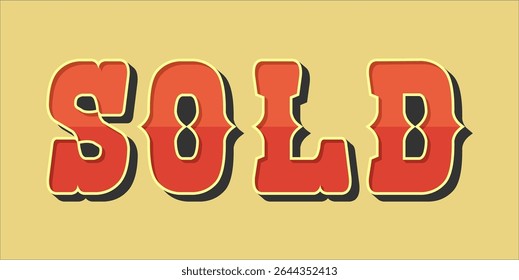 SOLD, word typography illustration for shop and store banner promotion.