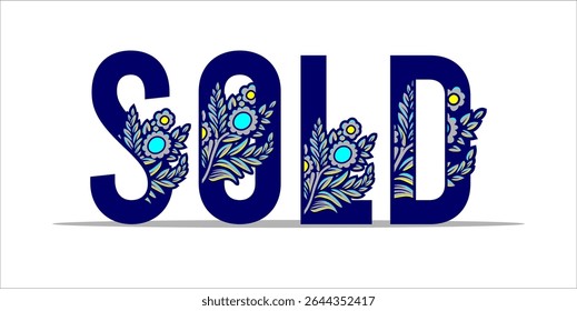 SOLD, word typography illustration for shop and store banner promotion.