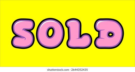SOLD, word typography illustration for shop and store banner promotion.