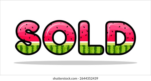 SOLD, word typography illustration for shop and store banner promotion.