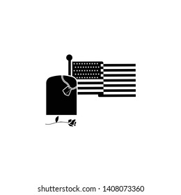 Solder tag, American flag, tomb icon - Vector