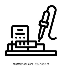 soldering, assembly from radio parts line icon vector. soldering, assembly from radio parts sign. isolated contour symbol black illustration