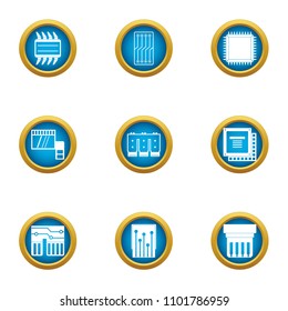 Soldering of chip icons set. Flat set of 9 soldering of chip vector icons for web isolated on white background