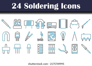 Soldering Icon Set. Editable Bold Outline With Color Fill Design. Vector Illustration.