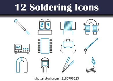 Soldering Icon Set. Editable Bold Outline With Color Fill Design. Vector Illustration.