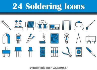 Soldering Icon Set. Editable Bold Outline With Color Fill Design. Vector Illustration.