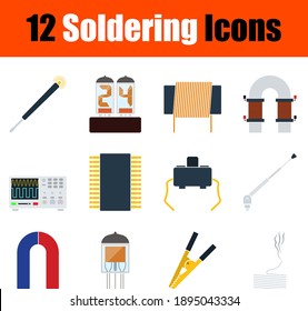 Juego de iconos de soldadura. Diseño plano. Ilustración vectorial totalmente editable. Texto expandido.