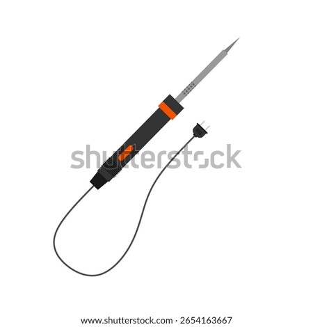 soldering iron flat design vector illustration for Electronic Repair and DIY Projects. station temperature, lead rosin, electric tool desolder soldering iron sign.