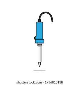 Diseño vectorial de icono plano de hierro soldador aislado en fondo blanco.