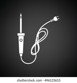 Soldering iron icon. Black background with white. Vector illustration.