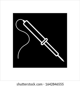 Soldering Iron Icon, Electric Soldering Iron Vector Art Illustration