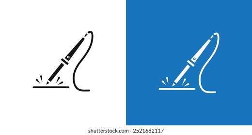 Soldering iron icon Flat vector set outline