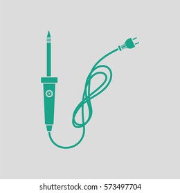 Soldering iron icon. Gray background with green. Vector illustration.