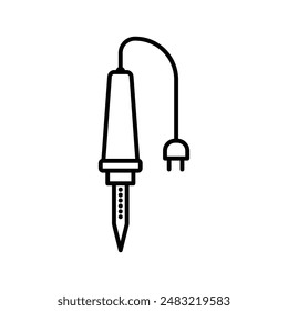 Soldering iron icon linear logo mark in black and white