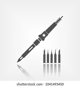 Soldering iron icon. Modern instrument with different stings