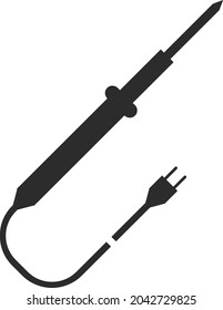 The soldering iron icon with a plug. Soldering with iron. Flat vector illustration on a white background. The icon is intended for web design, applications.