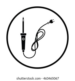 Soldering iron icon. Thin circle design. Vector illustration.