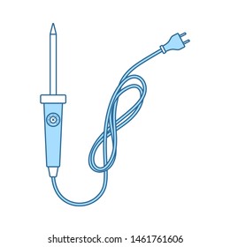 Soldering Iron Icon. Thin Line With Blue Fill Design. Vector Illustration.