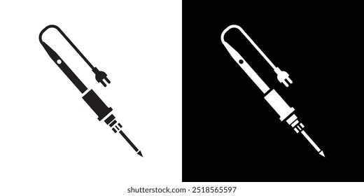 Ilustración de línea delgada plana de Vector de icono de soldador