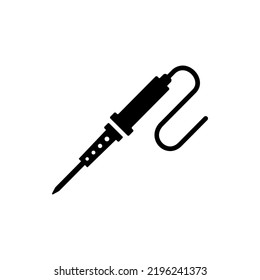 Icono De Hierro Soldador O Vector De Icono De Soldadura Simple Plano En Fondo Blanco. Diseño sencillo de un icono de hierro soldador para actividades de práctica electrónica.