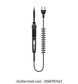 Soldering iron isolated black icon. Vector illustration solder on white background. Vector black illustration icon soldering iron.