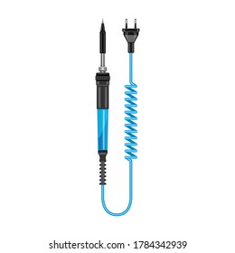 Soldering iron isolated cartoon icon. Vector illustration solder on white background. Vector cartoon illustration icon soldering iron.