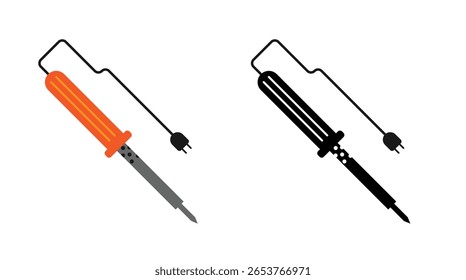Soldering Iron Isolated on White. Technology and equipment to assemble electric parts vector art