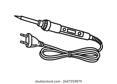 Soldering Iron Line Art Illustration for Electronics Assembly and Repair Work