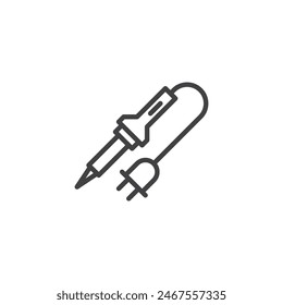 Soldering iron line icon. linear style sign for mobile concept and web design. Soldering iron outline vector icon. Symbol, logo illustration. Vector graphics