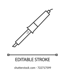 Soldering iron linear icon. Thin line illustration. Solderer. Contour symbol. Vector isolated outline drawing. Editable stroke