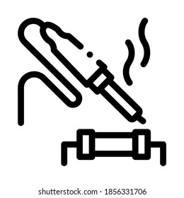 soldering iron solder resistor icon vector. soldering iron solder resistor sign. isolated contour symbol illustration