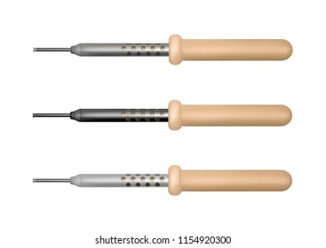 Soldering iron in a vector on a white background.Soldering iron with a wooden handle in vector.
