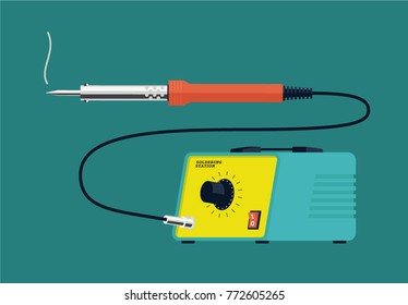 Soldering Station Illustration. Soldering Iron Vector.