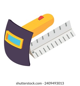 Soldering tool icon isometric vector. Soldering iron equipment and welder mask. Construction and repair work