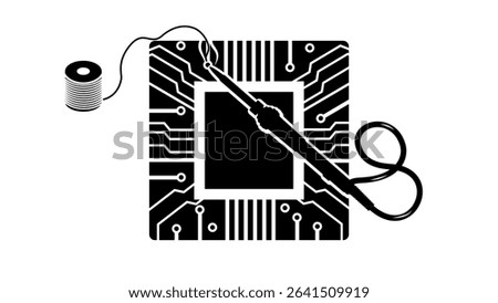 soldering wire symbol, black isolated silhouette