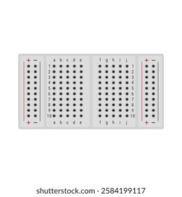 Solderless breadboard for prototyping electronic circuits. Flat style vector illustration isolated on white