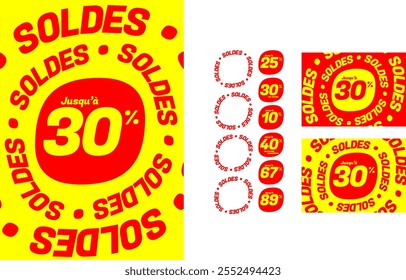 Soldas. Visuel de promoção. Afiches et Desconto SET.