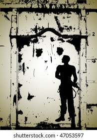 soldier with abstract background-silhouette
