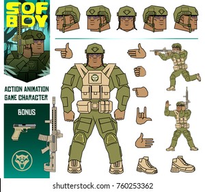 Soldier Action Game Characters set for animation