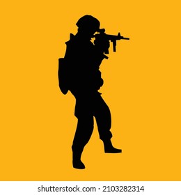 diseño vectorial de silueta de arma de puntería de soldado