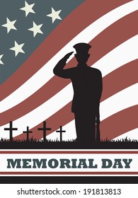 soldier with an american flag background in memorial day